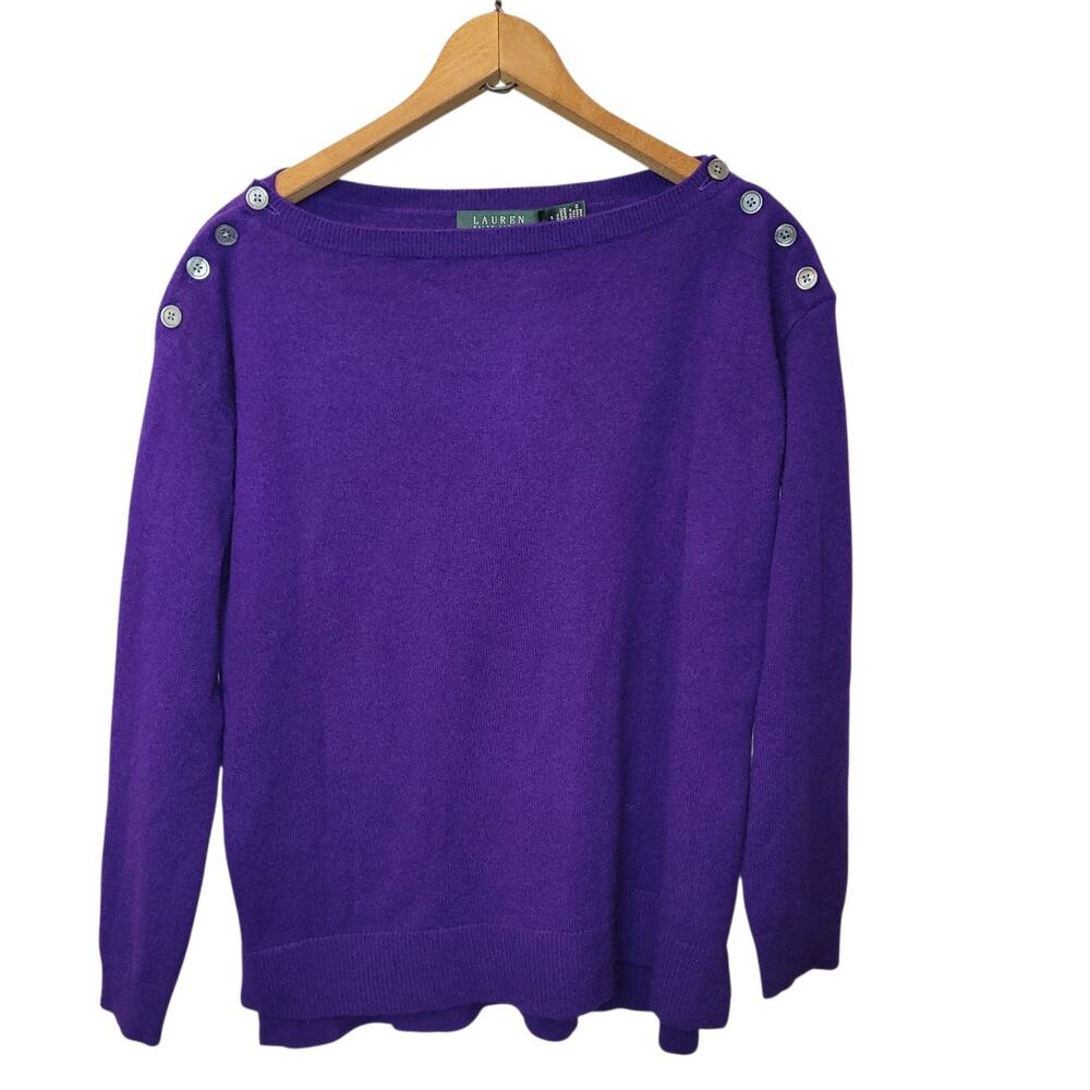 Lauren Ralph Lauren Womens Cashmere Purple Sweater Size Small Preppy Classic